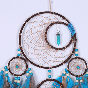 Moon/Star Boho Brown Turquoise Dream Catcher, 4 of 7