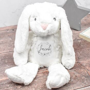 Personalised Soft Rabbit Teddy For New Baby, 4 of 4