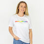 Rainbow 'Peace And Love' Organic T Shirt, thumbnail 1 of 6