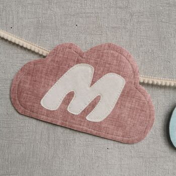 Cloud Shaped Garland In Pastel Pink, Blue And Beige, 9 of 12
