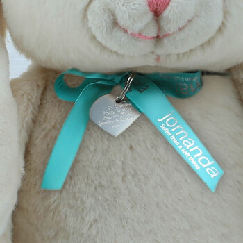 Cream Bunny Door Stop With Engraved Heart Keyring, 3 of 9
