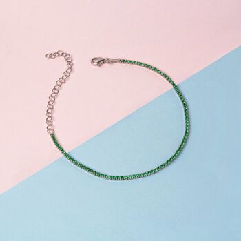 Sterling Silver Mini Green Tennis Bracelet, 2 of 3