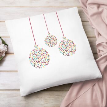 White Contemporary Christmas Bauble Cushion Cover, 2 of 6