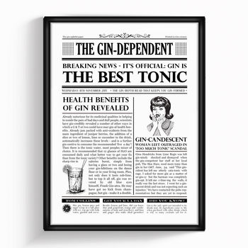 Personalised Newspaper Gin Print, 2 of 7