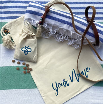 Personalised Beach Towel And Leather Strap, 5 of 12