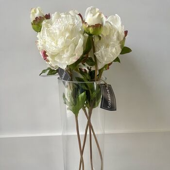 Artificial White Real Feel Peony, 5 of 11