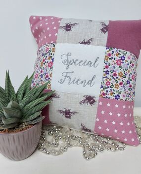 Special Friend Cushion Purple Bees And Flowers, 2 of 12