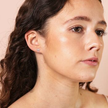 Sterling Silver Heart Outline Stud Earrings, 4 of 7