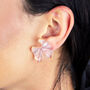 Transparent Pink Flower Statement Resin Stud Earrings, thumbnail 2 of 9