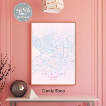 Custom Digital Map Pastel Multiple Sizes Valentines Day, 3 of 7