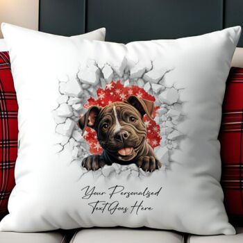 Personalised Christmas Staffordshire Bull Terrier Break Through, 5 of 10