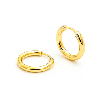 Mini Gold Plated Sterling Silver Huggie Sleeper Hoop Earrings – 10mm, 3 of 7