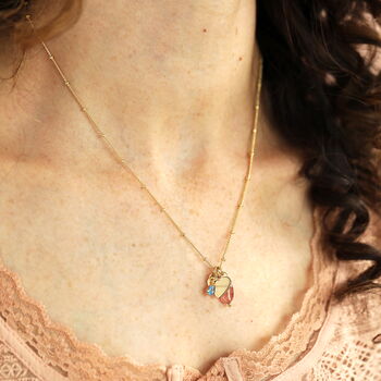 Personalised Small Wide Heart And Crystal Charm Necklace, 3 of 10