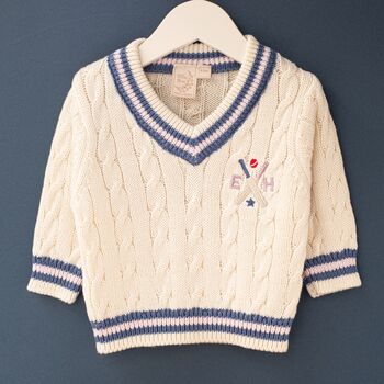 Little Cricket Club Personalised Baby And Children’s Jumper, 3 of 12