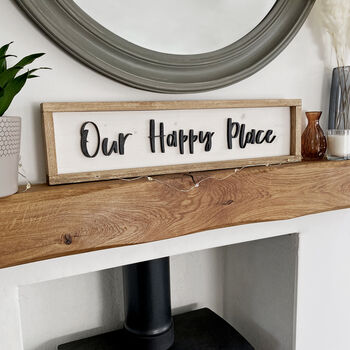 Wooden 'Our Happy Place' Mantel Sign, 3 of 4