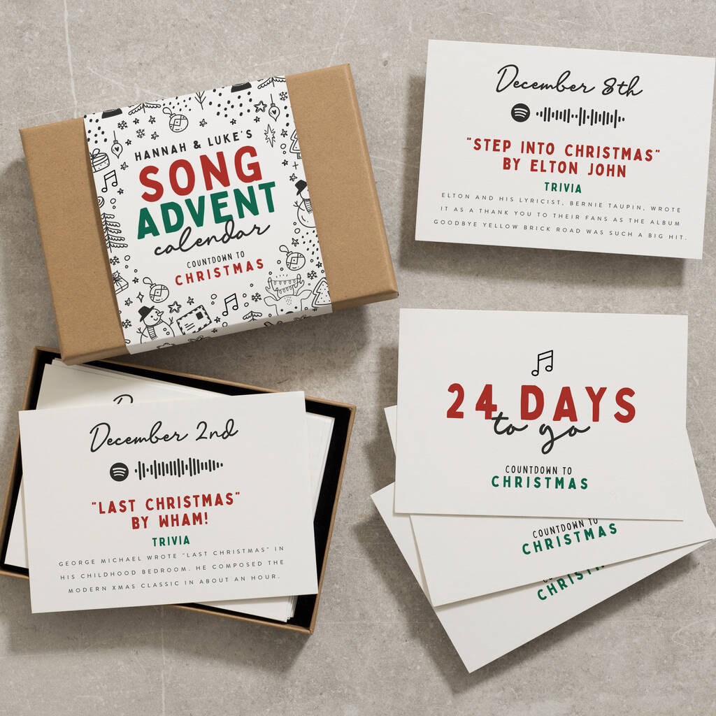 Christmas Song Advent Calendar Playlist By Twist Stationery 