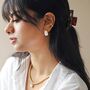 Small Pearlescent Hoop Earrings In Gold, thumbnail 6 of 6