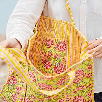 Reversible Floral Print Quilted Cotton Tote Bag, 2 of 3
