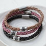 Leather And Silver Handprint Bead Bracelet For Mum, thumbnail 1 of 4