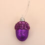 G Decor Glittery Glass Acorn Christmas Tree Ornaments, thumbnail 4 of 7