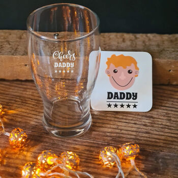 Personalised Pint Glass And Coaster Set For Dad, 2 of 8