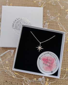 Handmade Sterling Silver North Star Birthstone Christmas Necklace: January Birthstone, 3 of 12