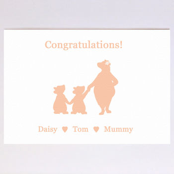 Personalised New Baby Boy Or New Baby Girl Bears Card, 6 of 8