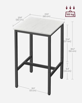 Square Bar Table With Heavy Duty Steel Frame, 10 of 12