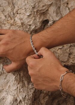 Silver 5mm Rope Chain Bracelet Adjustable Gift, 4 of 7