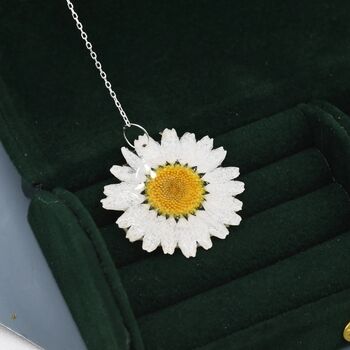 Real Daisy Flower Threader Earrings In Sterling Silver, 7 of 11