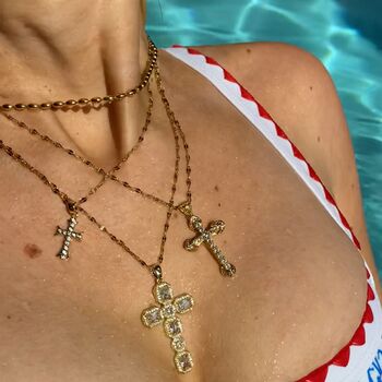 Silver Super Crystal Cross Necklace, 3 of 3