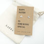 Silver Bunny Earrings. Happy Easter Gift, thumbnail 1 of 4