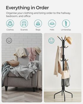 Coat Stand Metal Coat Rack With 12 Hooks Four Legs, 3 of 9