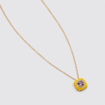 Yellow Enamel Amethyst 18k Gold Plated Necklace, 2 of 4