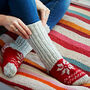Handmade Red Snowflake Woollen Slipper Socks, thumbnail 1 of 2