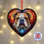 Bulldog Stained Glass Effect Heart Suncatcher, thumbnail 1 of 6