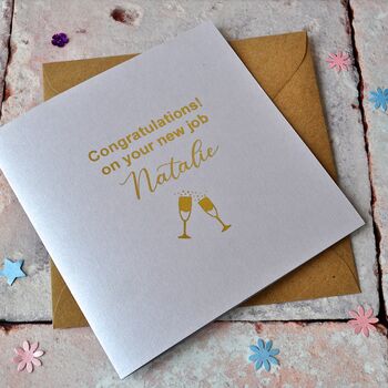 Personalised Gold Foiled New Job Card, 4 of 5