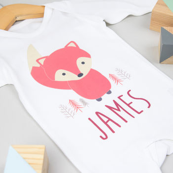 Personalised Fox Babygrow Baby Gift, 3 of 10