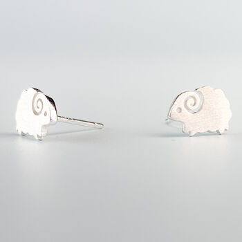 Sterling Silver Sheep Stud Earrings, 2 of 5