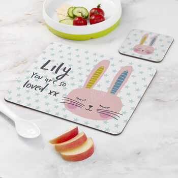 Personalised Kid's Bunny Rabbit Placemat Set, 4 of 11