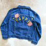 'Happy' Embroidered Kids Denim Jacket, thumbnail 1 of 5