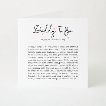 Daddy To Be Valentine’s Card From Bump To Daddy Expectant Dad Keepsake Card From Baby, 2 of 6