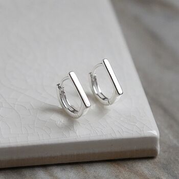 sterling silver huggies straight edge notonthehighstreet