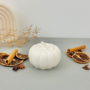 Handmade White Pumpkin Trinket Dish Autumn Decor, 8 of 10