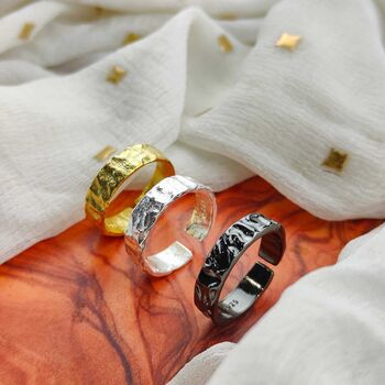 Silver Gold Plated Boho Hammered Stacking Midi Toe Ring, 9 of 9