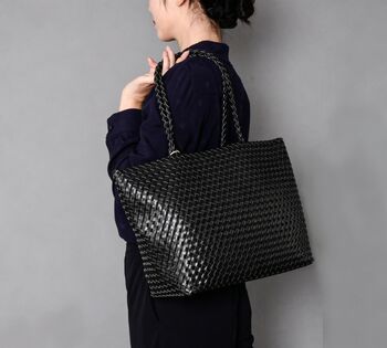 Weaving Vegan Leather Tote, 4 of 12