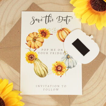 Pumpkin Acrylic Save The Date Magnets And Cards, 3 of 3