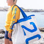 Blooper Large Upcycled Sailcloth Beach Bag, thumbnail 1 of 5