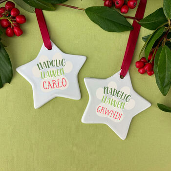 Personalised Pet Welsh Christmas Decoration, 2 of 2