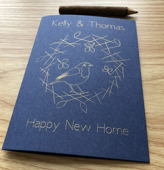 Personalised Robin Nest New Home Gold Foil Card, 3 of 8